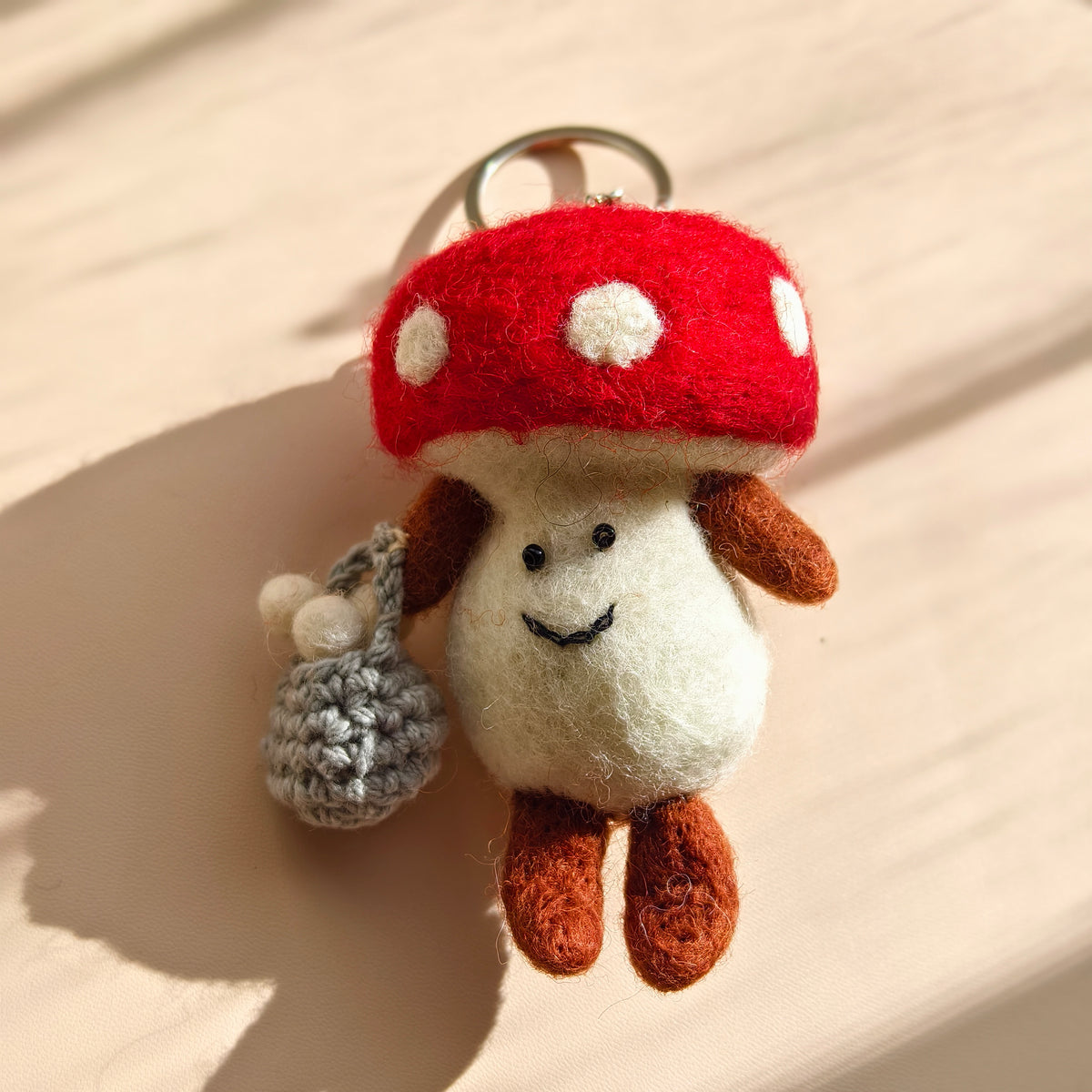 Little Forager Mushroom Keyrings & Bag Charms – Handmade Wool Felt