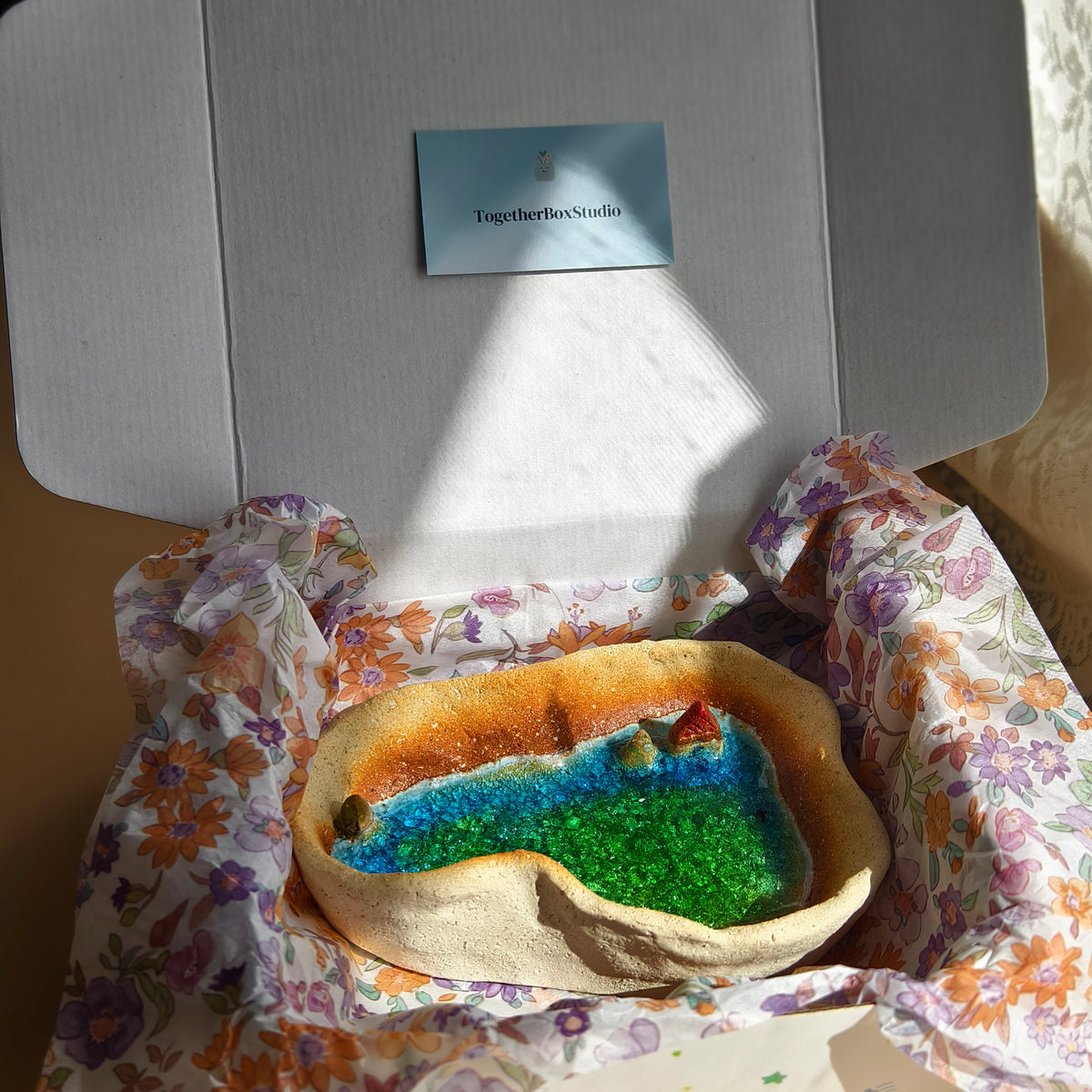Hidden Cove Jewellery Dish – Ceramic & Kiln-Fused Glass