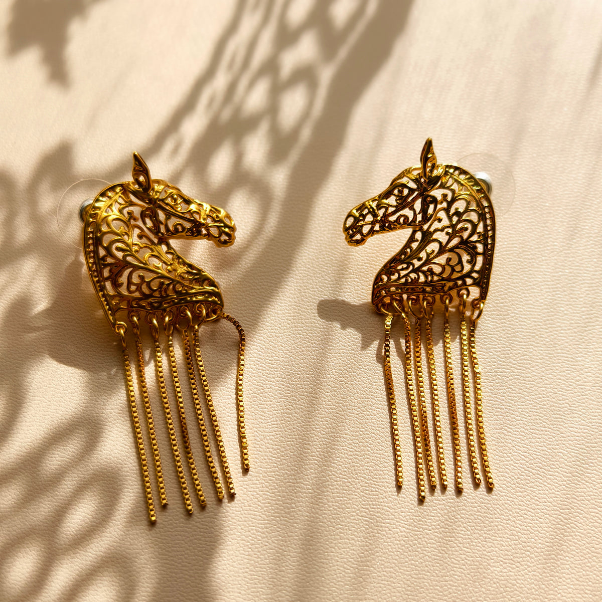 The Gilded Warhorse Tassel Earrings – Gold-Plated Copper & 925 Silver