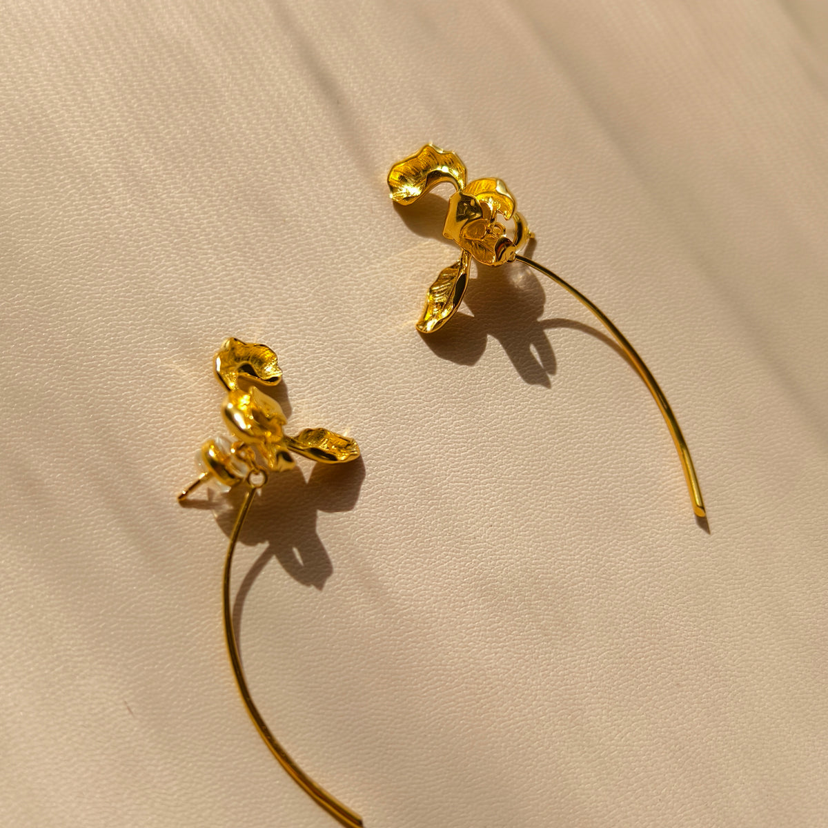 Keep My Spring Iris Convertible Earrings – Detachable Stem, Two Ways to Wear – Gold & Silver-Plated Copper, S925 Posts