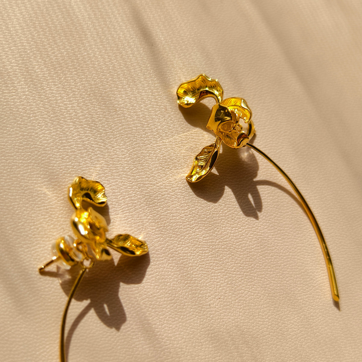 Keep My Spring Iris Convertible Earrings – Detachable Stem, Two Ways to Wear – Gold & Silver-Plated Copper, S925 Posts
