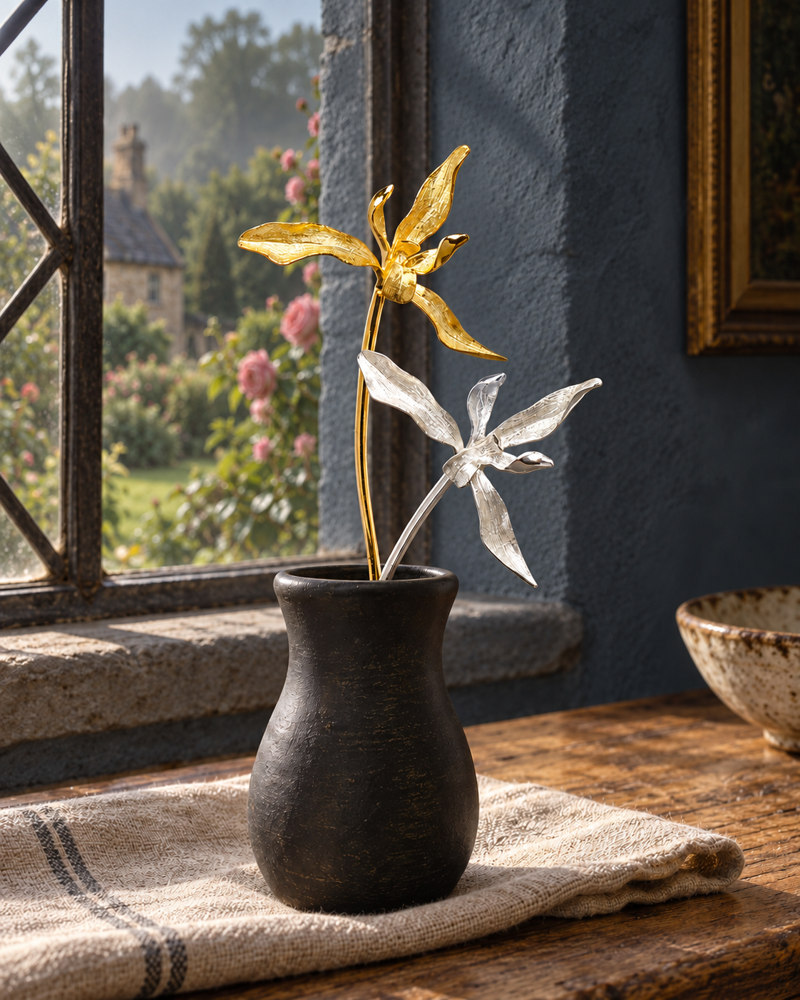 Moonlit Orchid – Hair Stick or Vase Stem | Gold- or Silver-Plated Copper