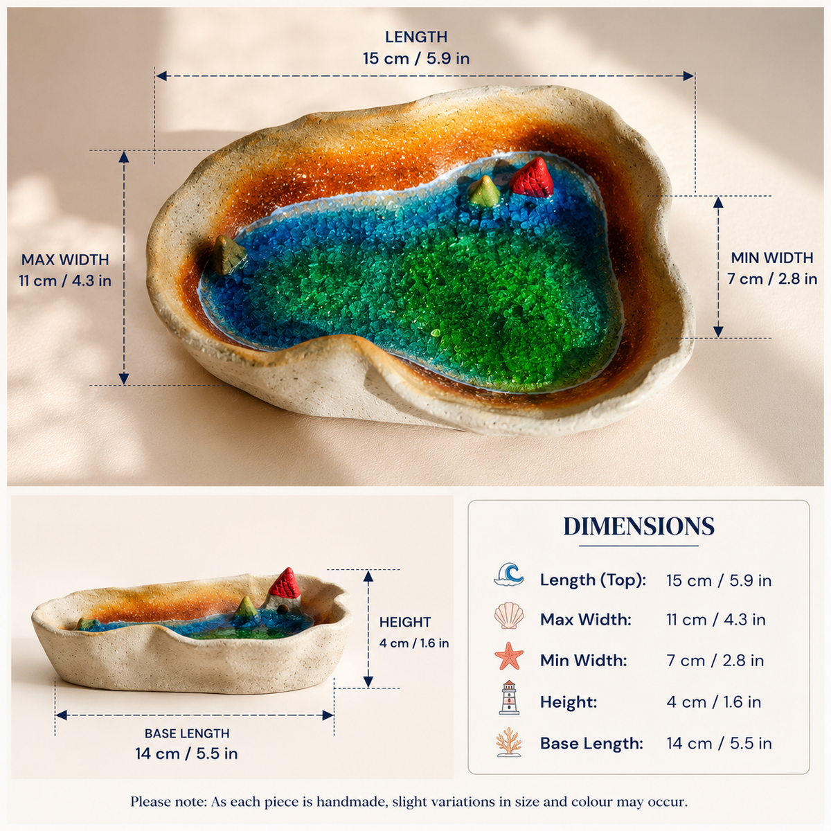 Hidden Cove Jewellery Dish – Ceramic & Kiln-Fused Glass