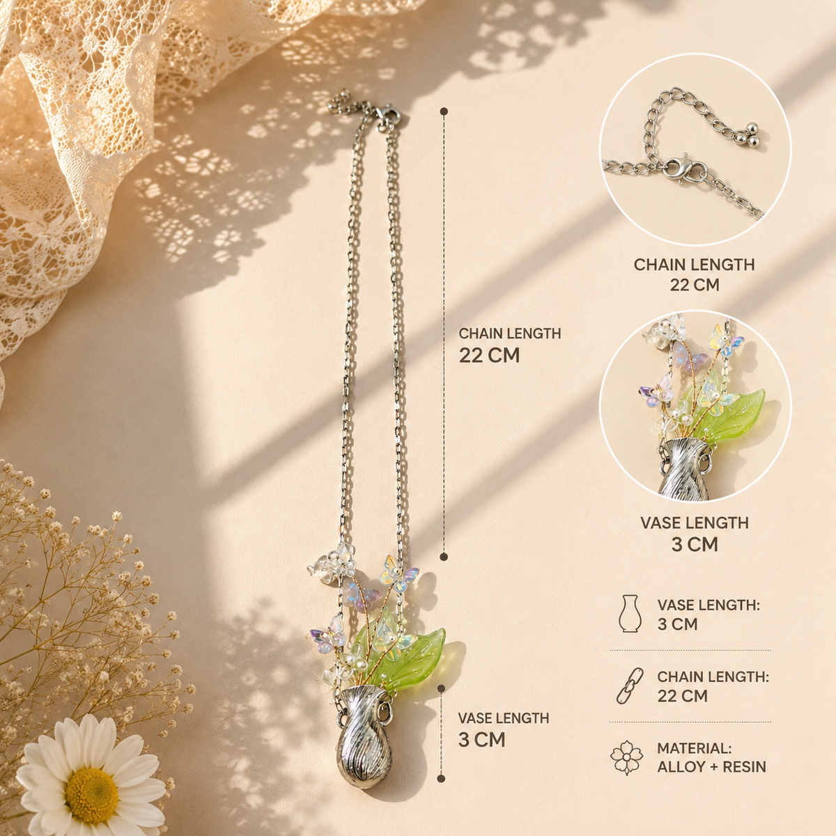 Little Vase Necklace – Detachable Fairy Garden Pendant