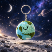 Earth Keyring & Bag Charm – Handmade Wool Felt