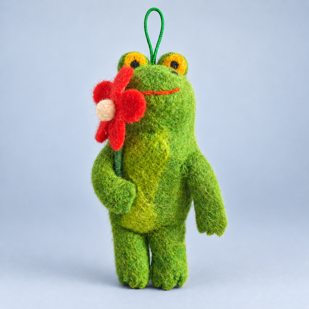 Little Flower Frog Bag Charm – Handmade Wool Felt