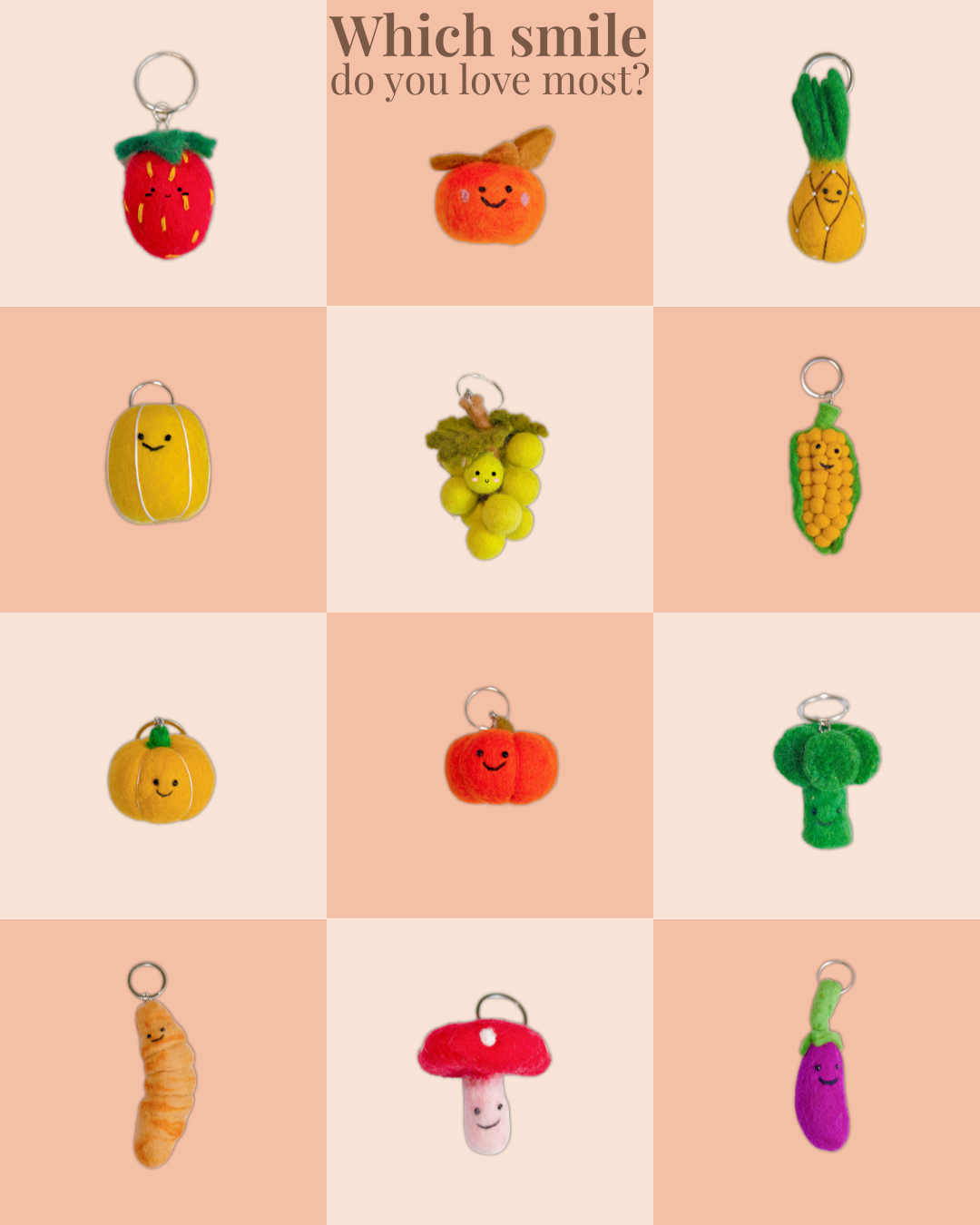 Happy Harvest Fruit & Veg Charms – Handmade Wool Felt