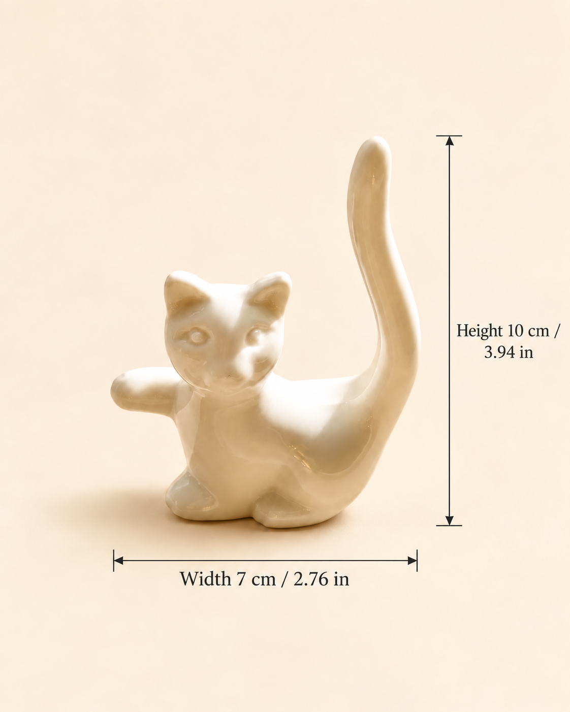 A Little Cat by the Window – Glossy White Ceramic Figurine