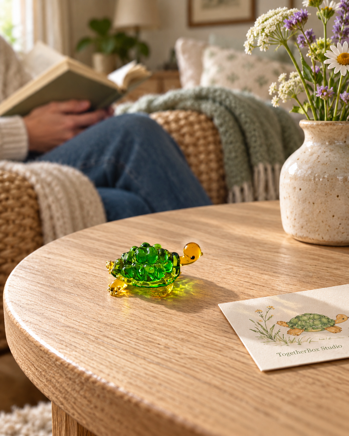 A Little Turtle by the Quiet Pond – Coloured Glass Figurine