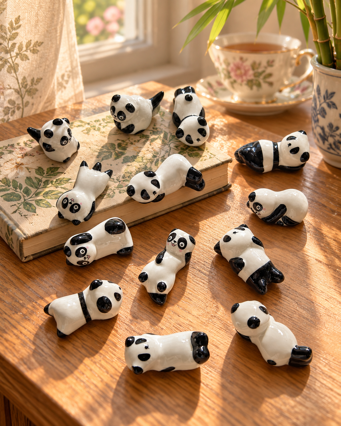 Little Pandas at Their Own Pace – Ceramic Panda Figurines