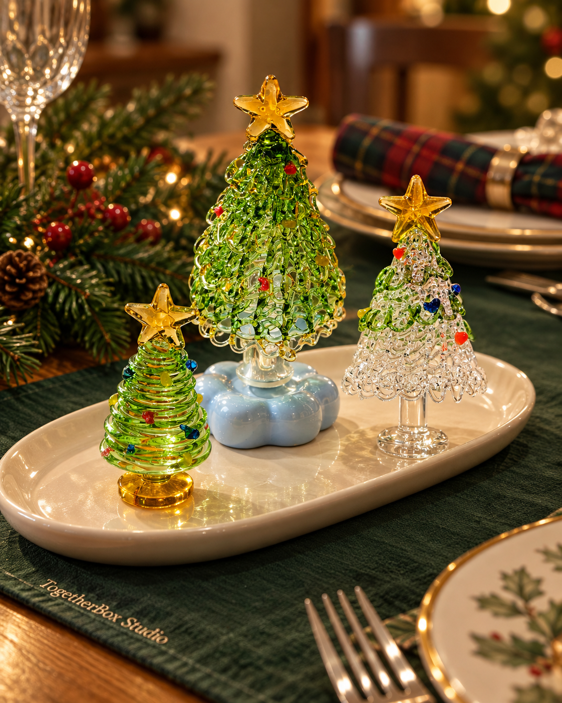 Three Little Stars of Christmas – Openwork Glass Tree Ornaments