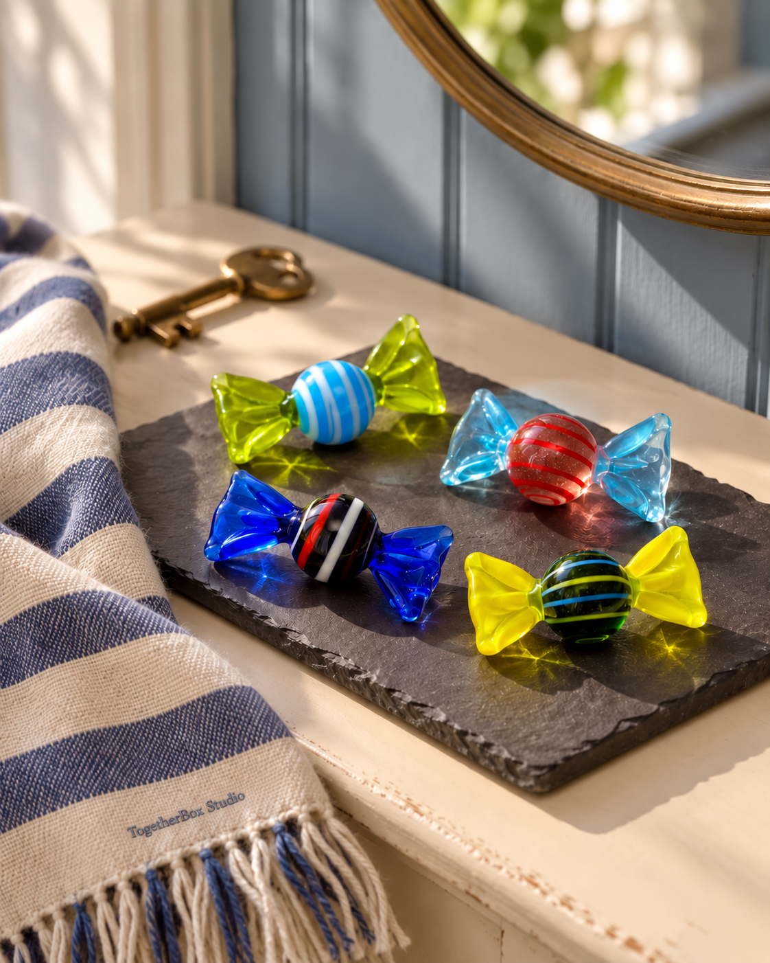 A Stripe of Seaside Cheer – Glass Sweet Ornaments