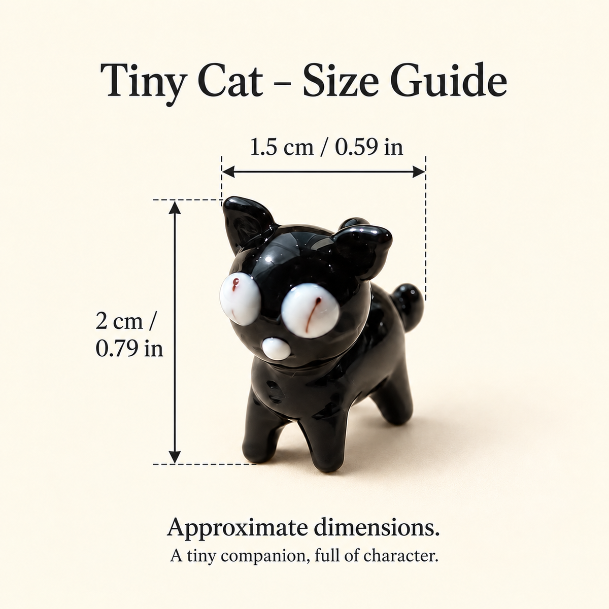 The Tiny Cat of the Mews – Miniature Black Glass Figurine