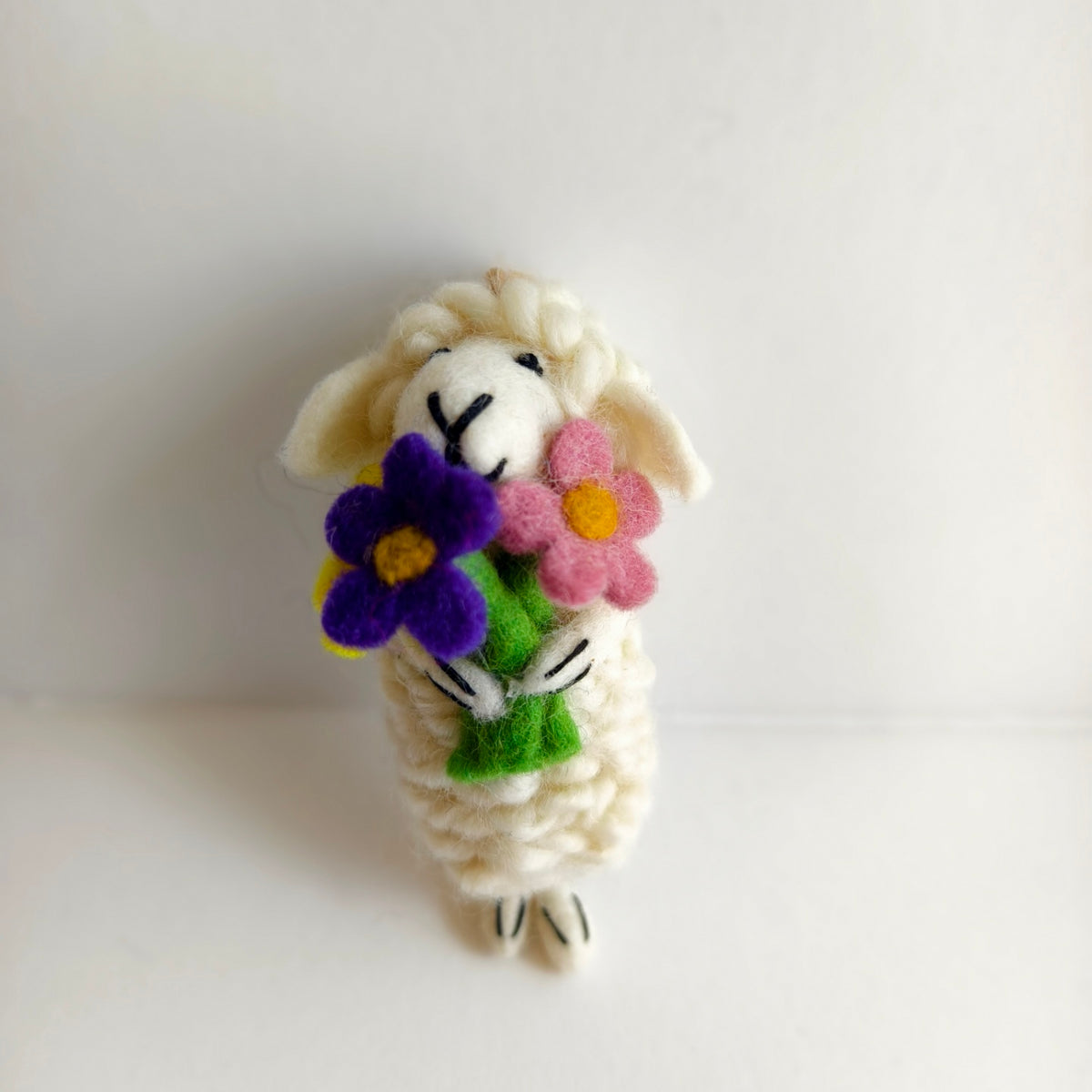 Six Little Lambs – Handmade Wool Felt Sheep Ornaments