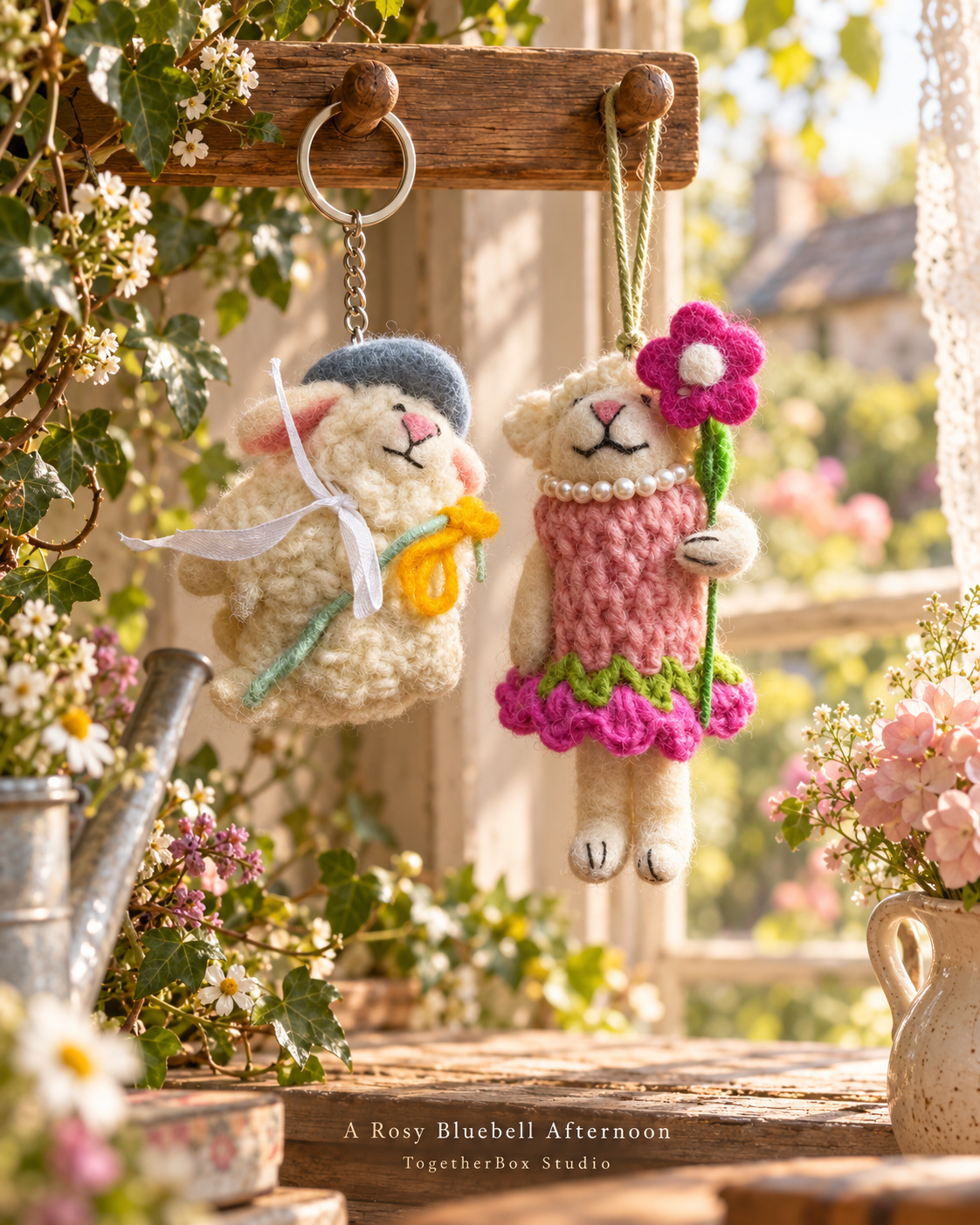 Six Little Lambs – Handmade Wool Felt Sheep Ornaments