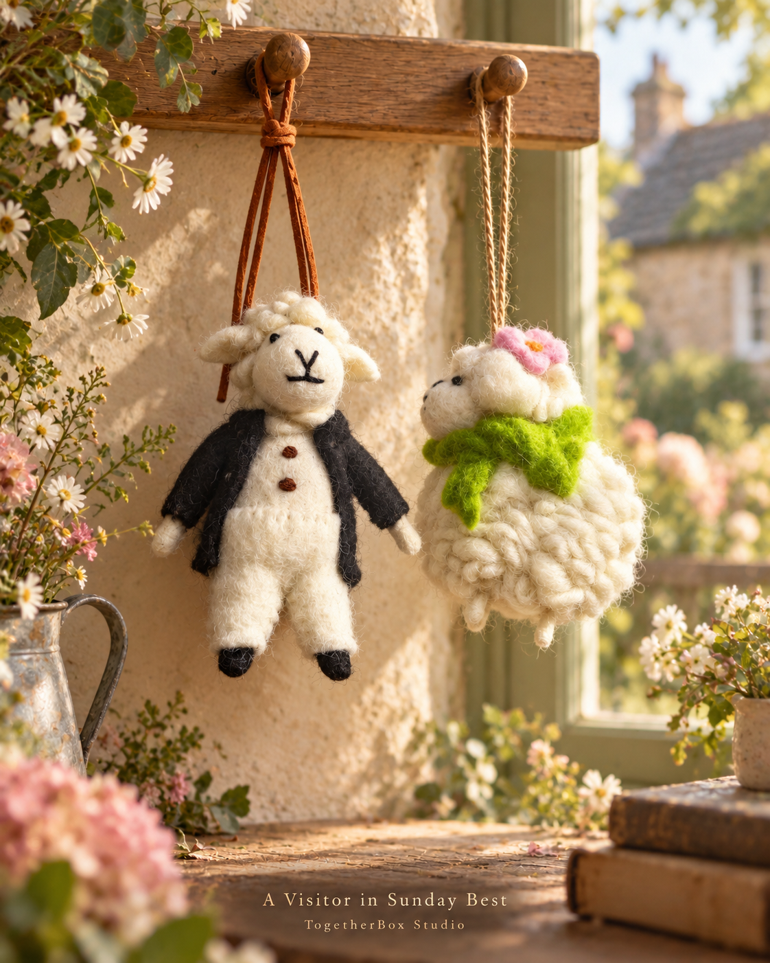 Six Little Lambs – Handmade Wool Felt Sheep Ornaments