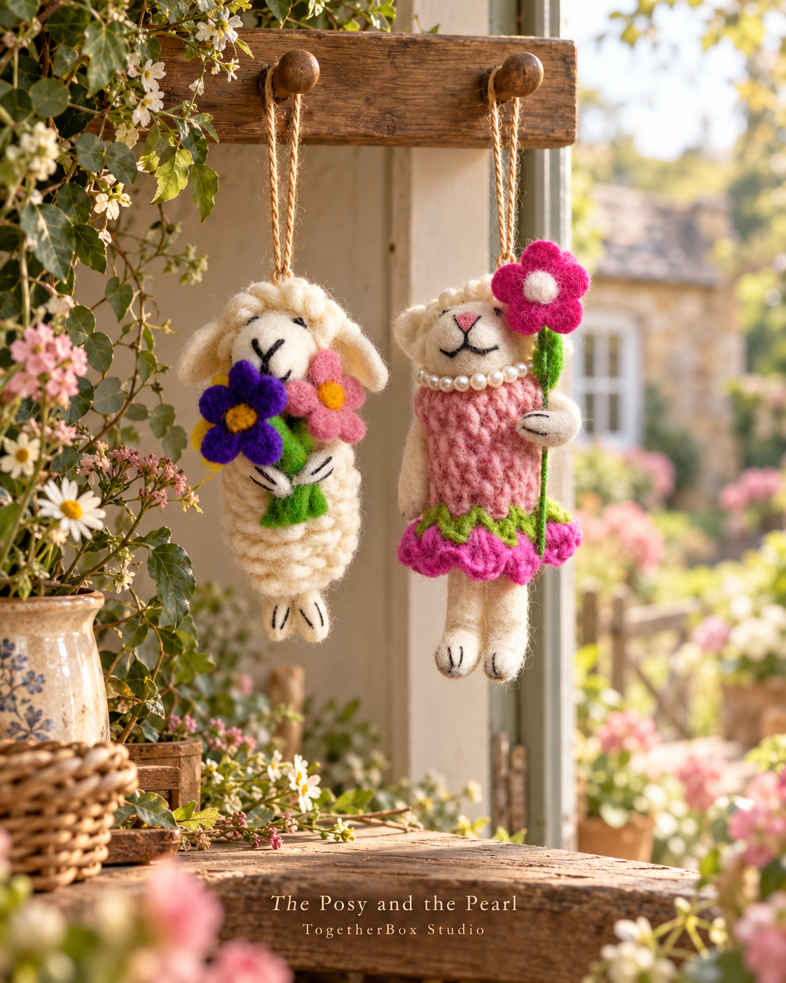 Six Little Lambs – Handmade Wool Felt Sheep Ornaments