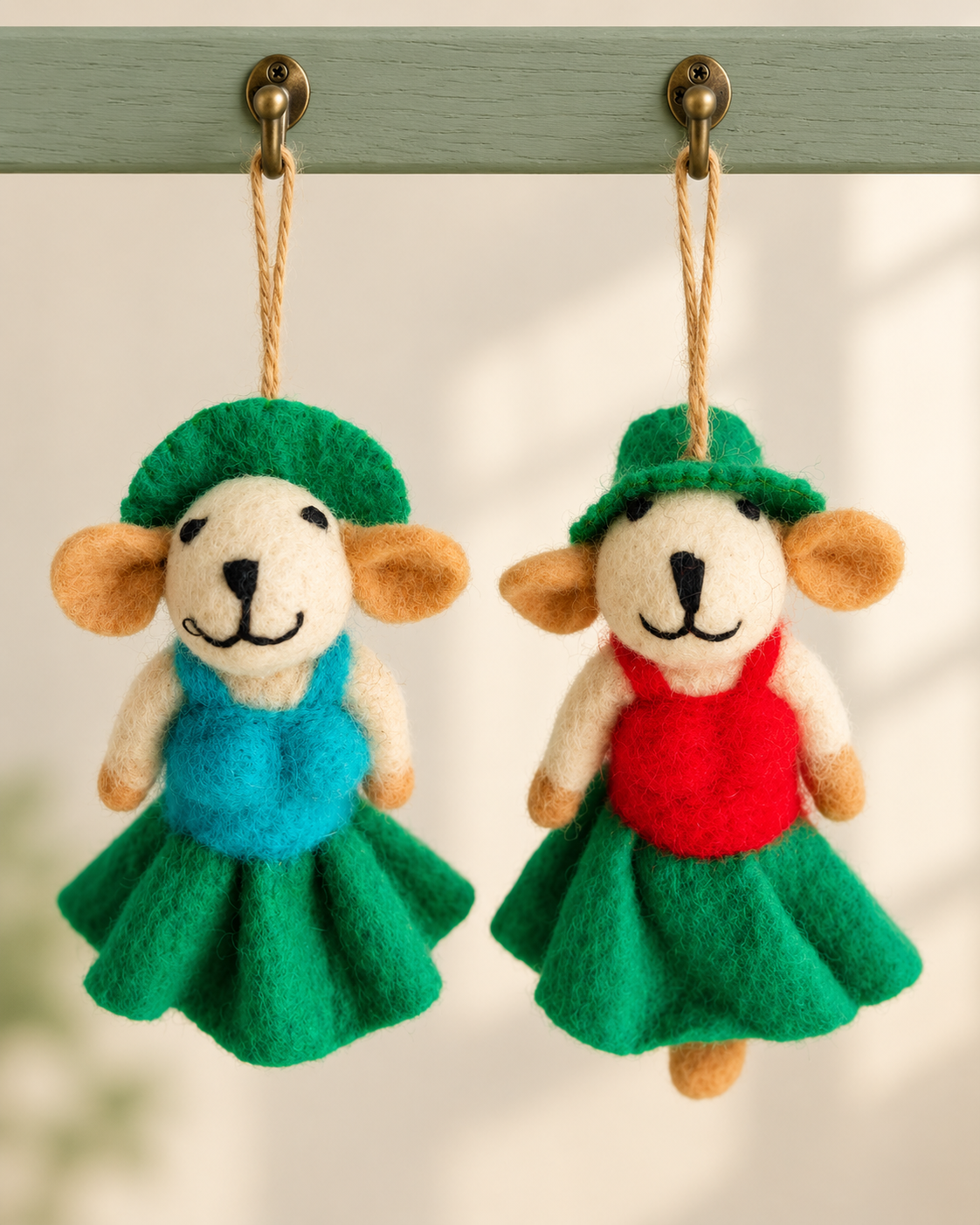 Little Sisters – Handmade Wool Felt Doll Ornaments