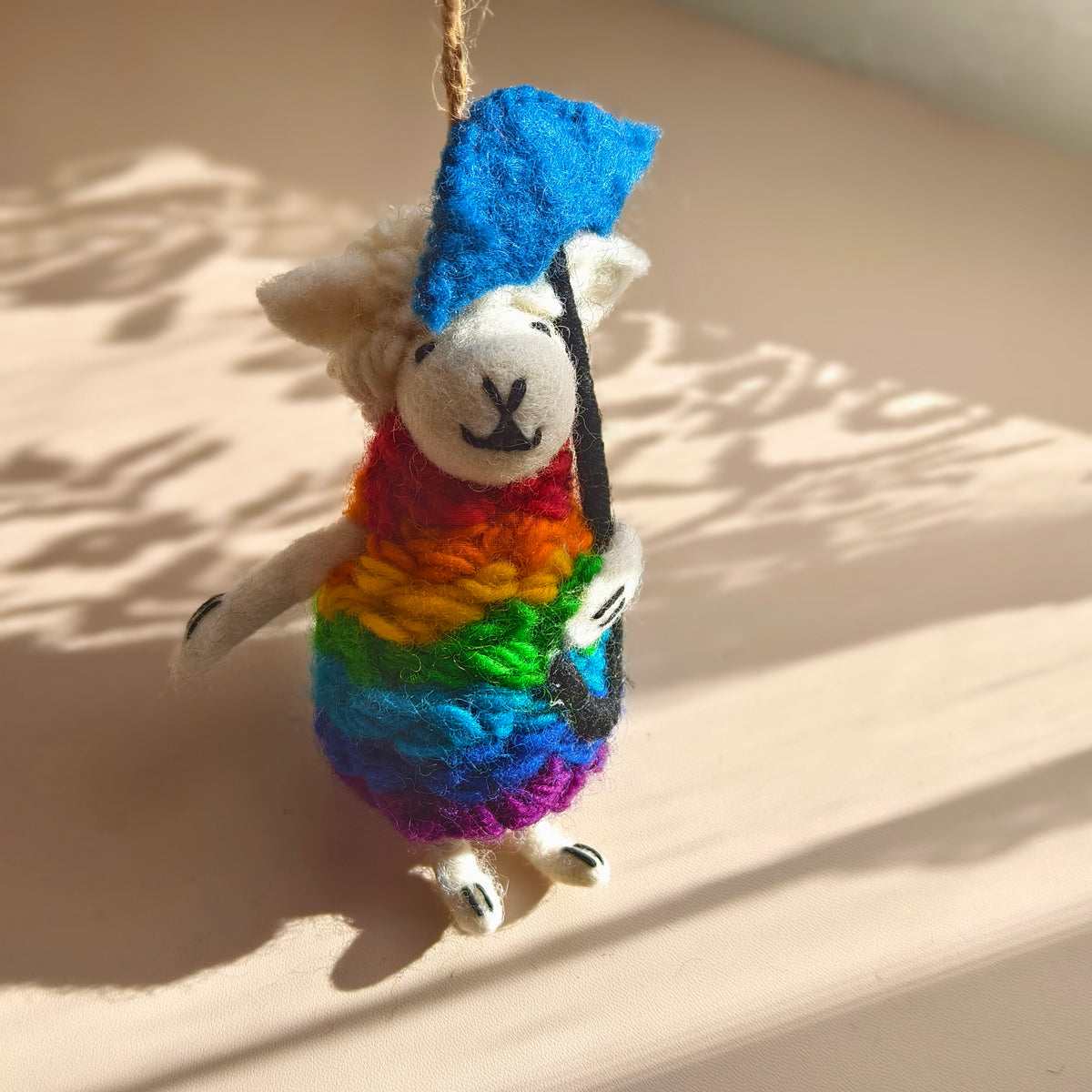 Rainy Day Lambs – Handmade Wool Felt Sheep Ornaments