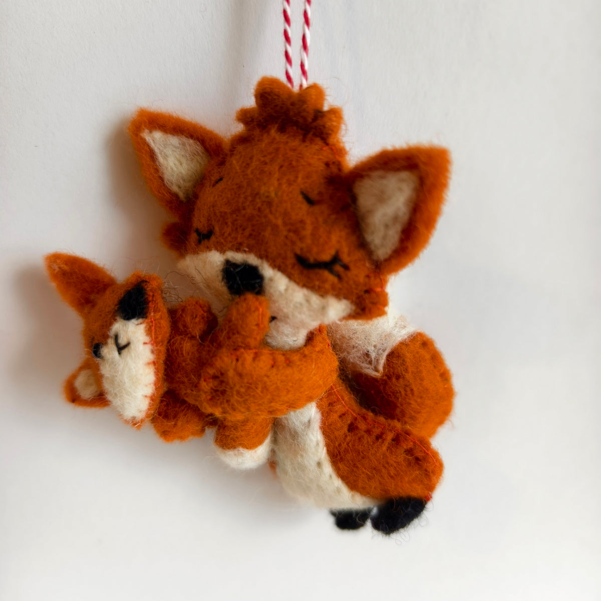 Three Woodland Foxes – Handmade Wool Felt Fox Ornaments