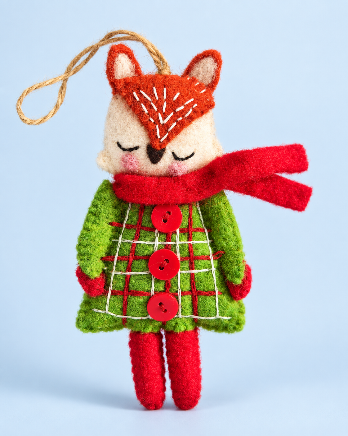Three Woodland Foxes – Handmade Wool Felt Fox Ornaments