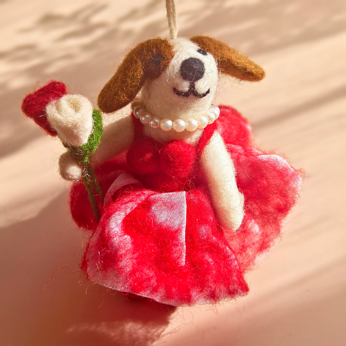 Dapper Dog Pair – Handmade Wool Felt Dog Ornaments