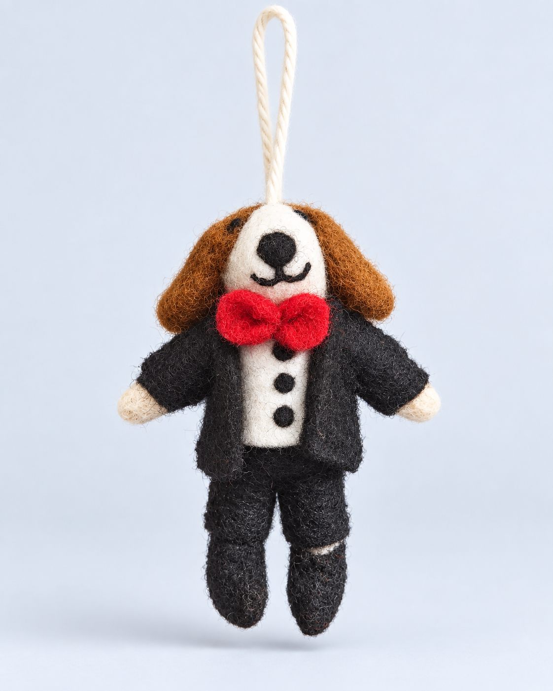 Dapper Dog Pair – Handmade Wool Felt Dog Ornaments