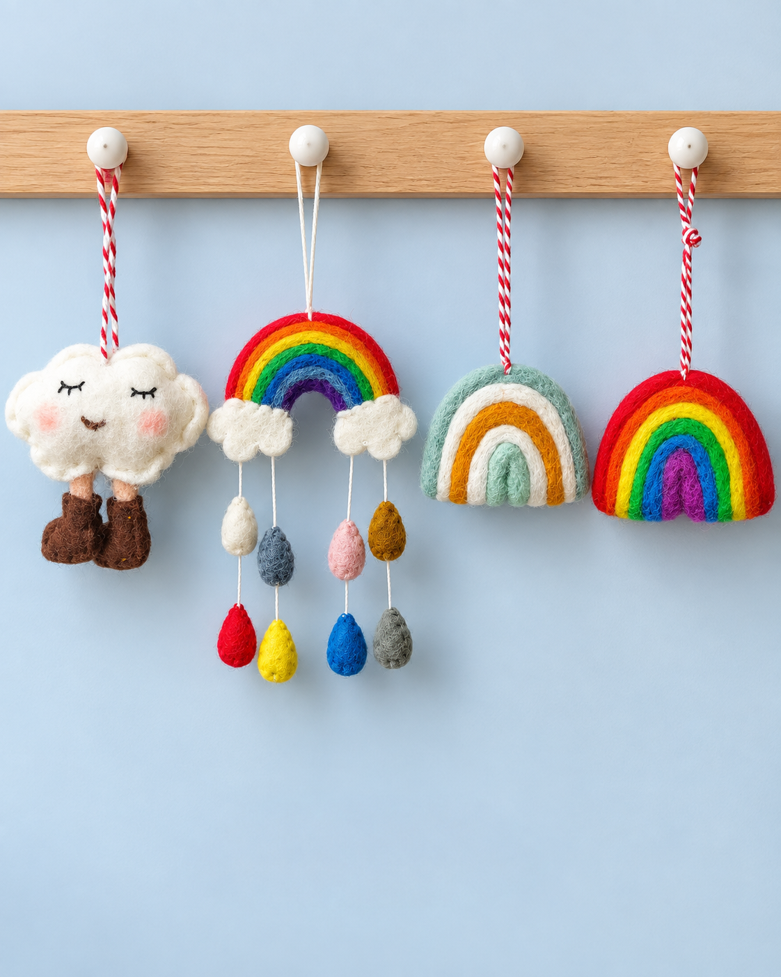 After the Rain – Handmade Wool Felt Rainbow Ornaments