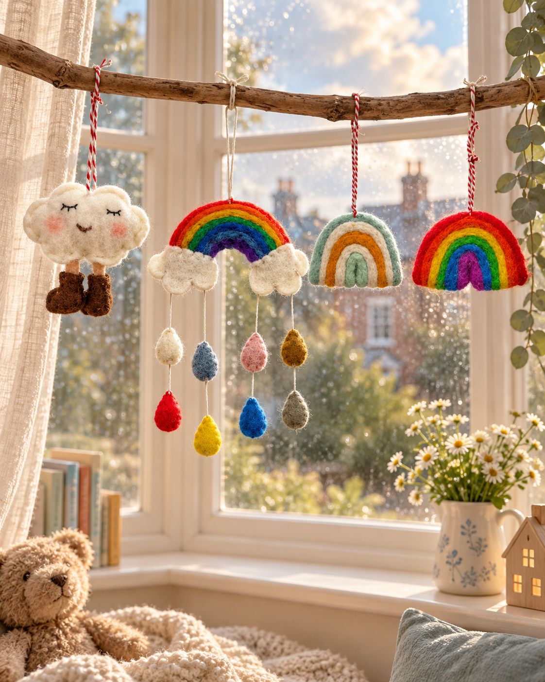 After the Rain – Handmade Wool Felt Rainbow Ornaments