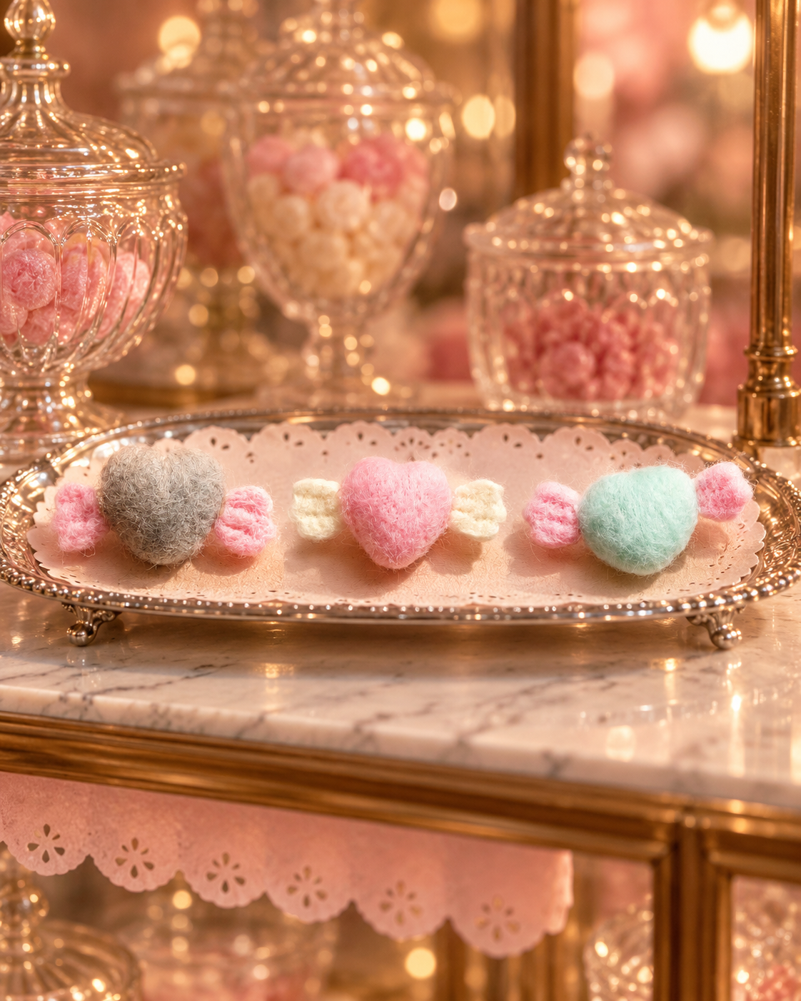 Sweetheart Candies – Felt Heart Ornaments