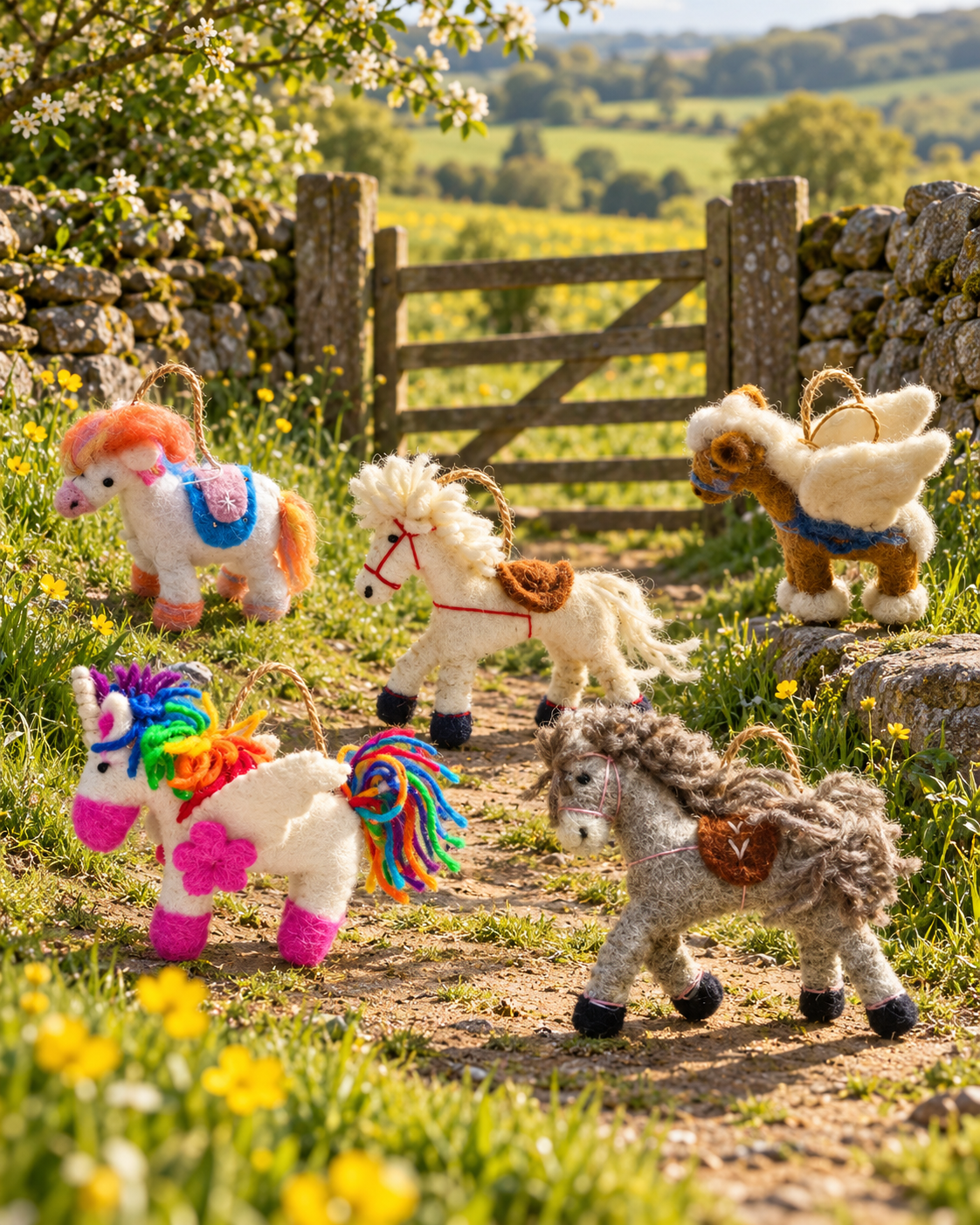 Pony Parade – Handmade Wool Felt Horse & Unicorn Ornaments