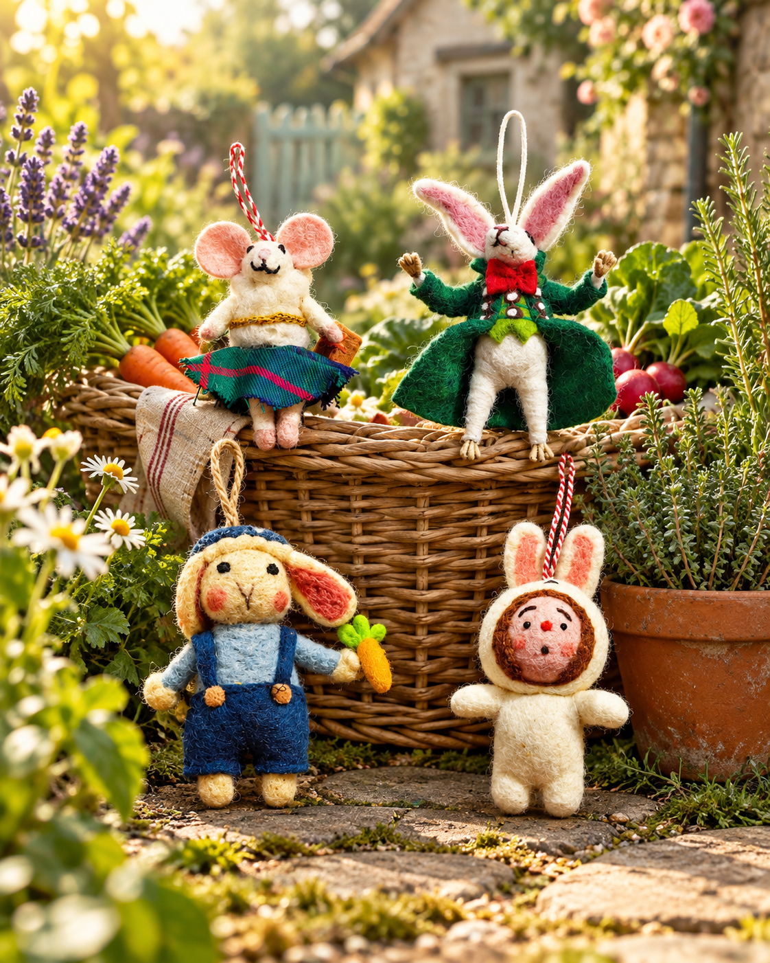 Countryside Storybook Friends – Handmade Wool Felt Animal Ornaments