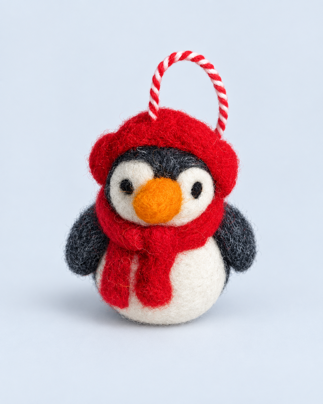 Little Penguin Parade – Handmade Wool Felt Penguin Ornaments