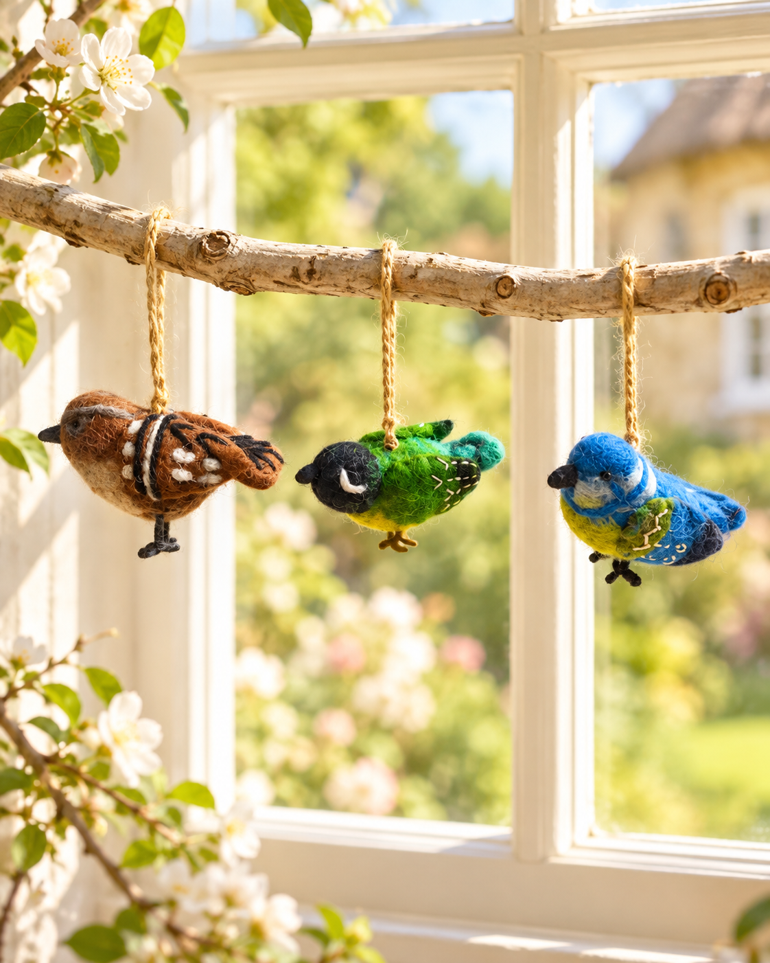 Little Garden Birds – Handmade Wool Felt Bird Ornaments