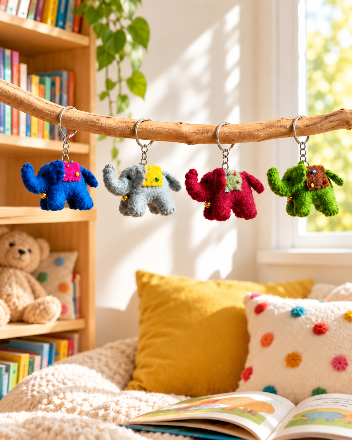 Little Elephant Companions – Handmade Wool Felt Keyrings