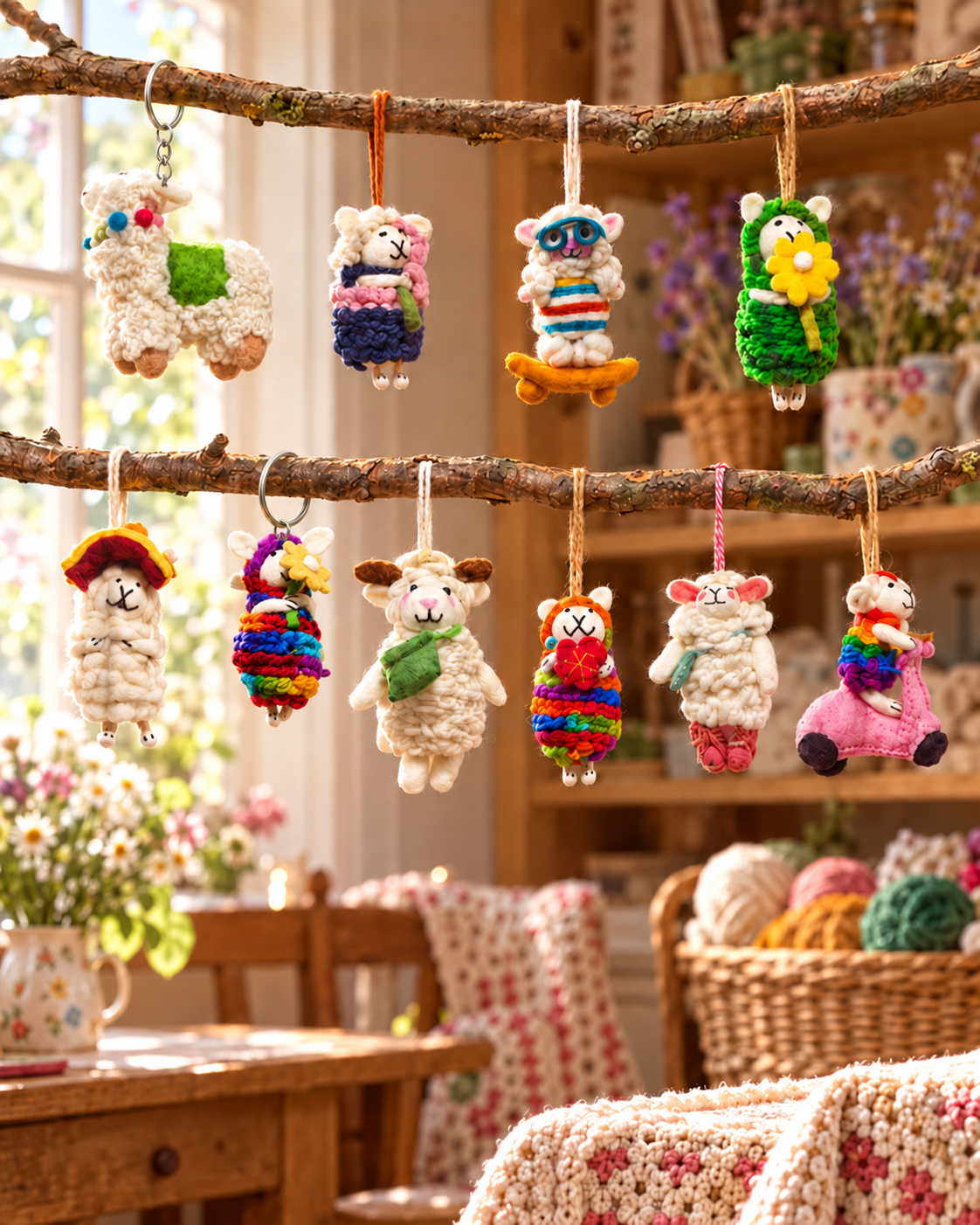 Cosy Sheep Characters – Handmade Wool Felt Charms