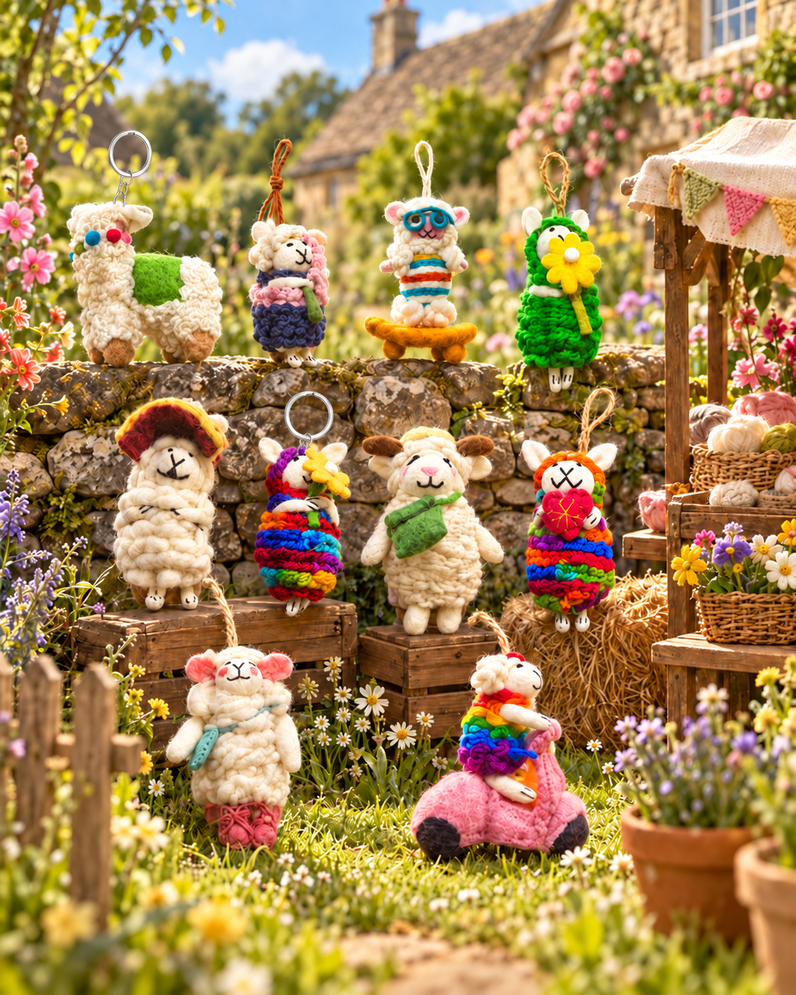 Cosy Sheep Characters – Handmade Wool Felt Charms