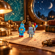 A Little Lift – Little Signal & Balloon Bearer Robot Pendant / Charm Pair