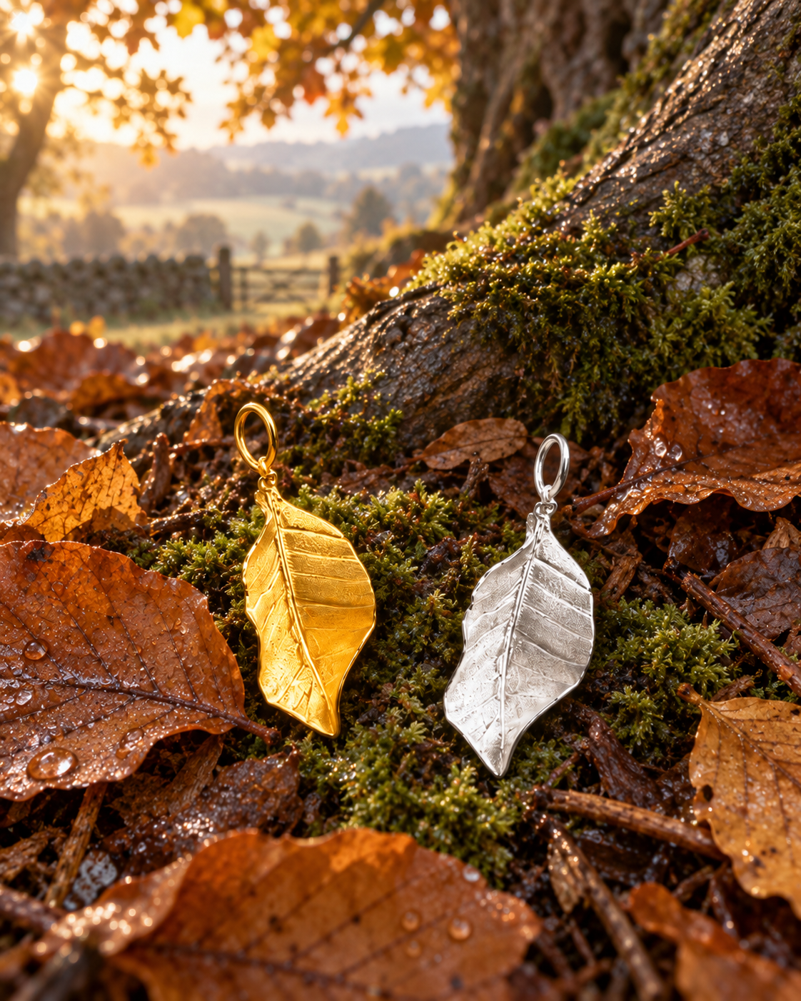 Autumn Leaf Keepsake Pendant – S925 Sterling Silver or Gold-Plated Silver