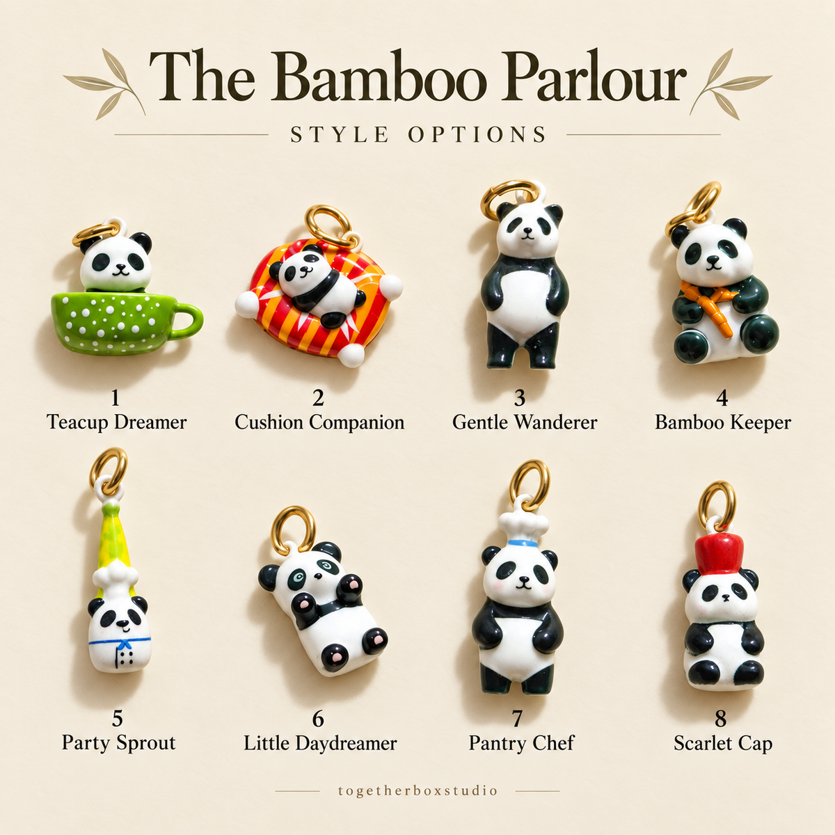 The Bamboo Parlour – Copper Panda Charms & Pendants