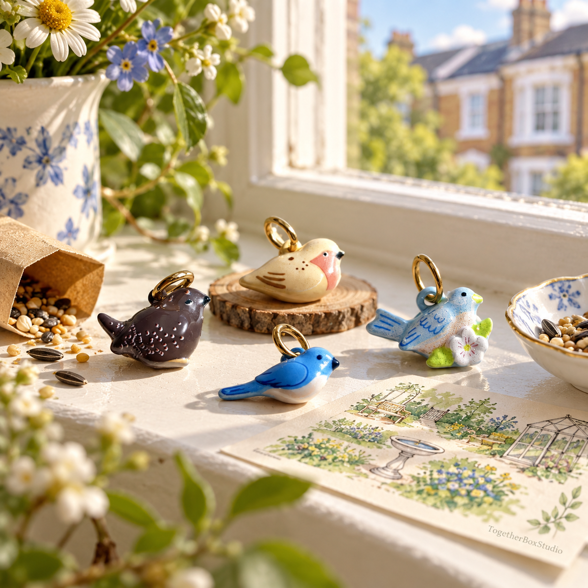 The Window-Sill Bird Club – Copper & Stainless Steel Bird Charms & Pendants