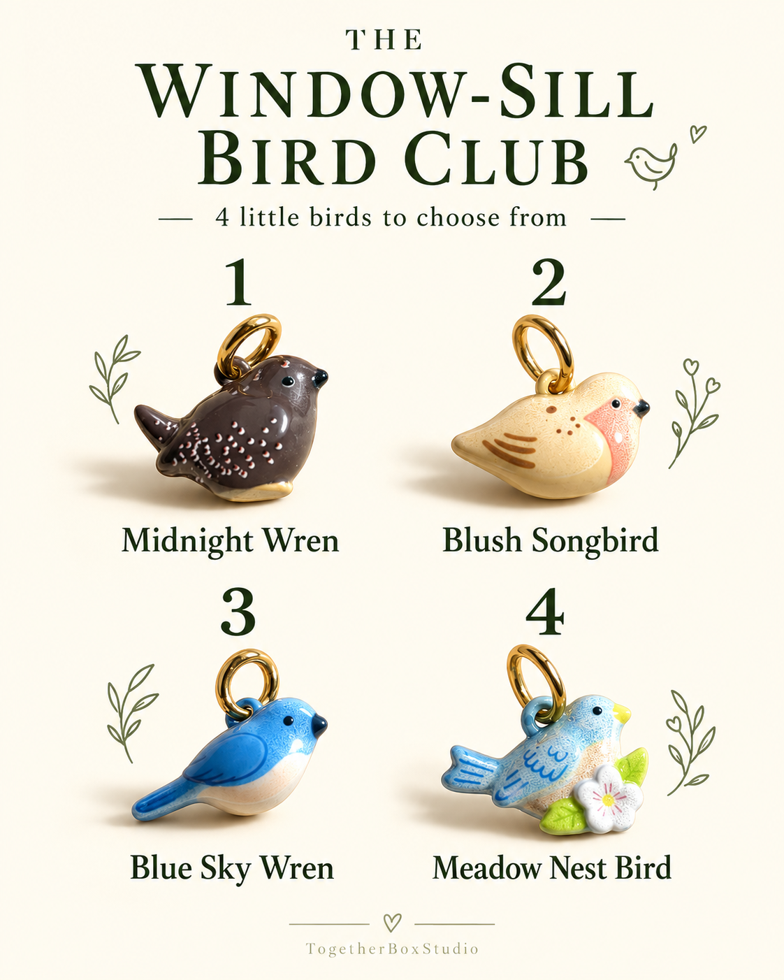 The Window-Sill Bird Club – Copper & Stainless Steel Bird Charms & Pendants