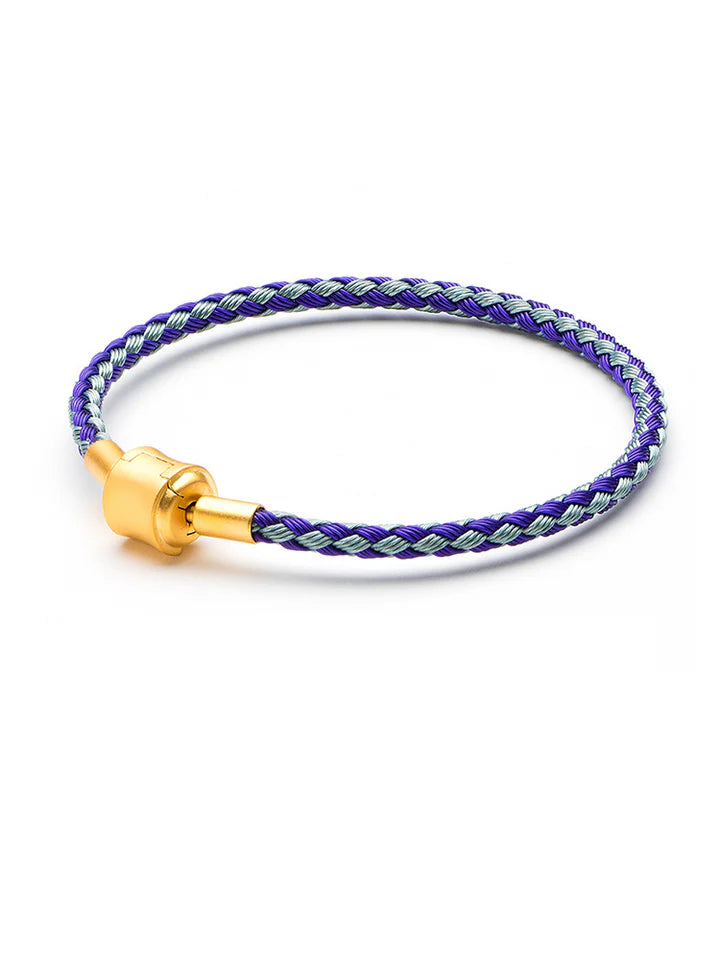 Blue & Purple Braided Charm Bracelet with Gold Clasp