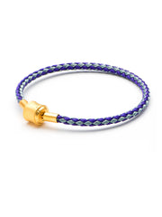 Blue & Purple Braided Charm Bracelet with Gold Clasp