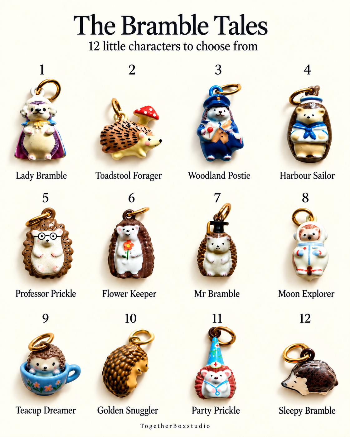 The Bramble Tales – Copper & Stainless Steel Hedgehog Charms & Pendants