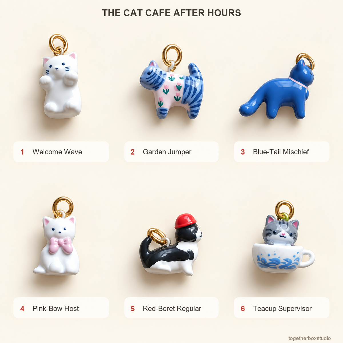 The Cat Café After Hours – Copper Cat Charms & Pendants