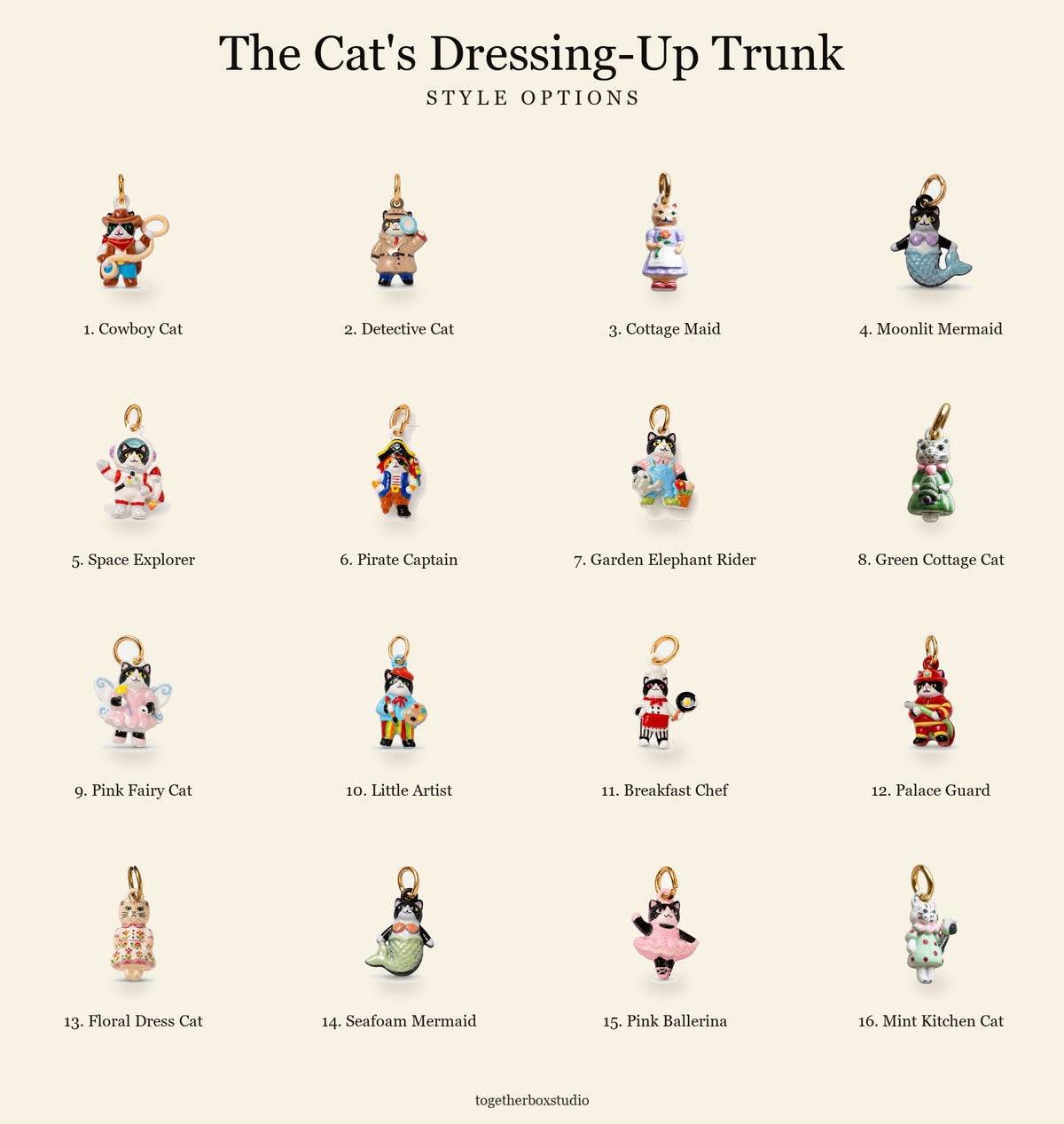 The Cat's Dressing-Up Trunk – Copper & Stainless Steel Cat Charms & Pendants