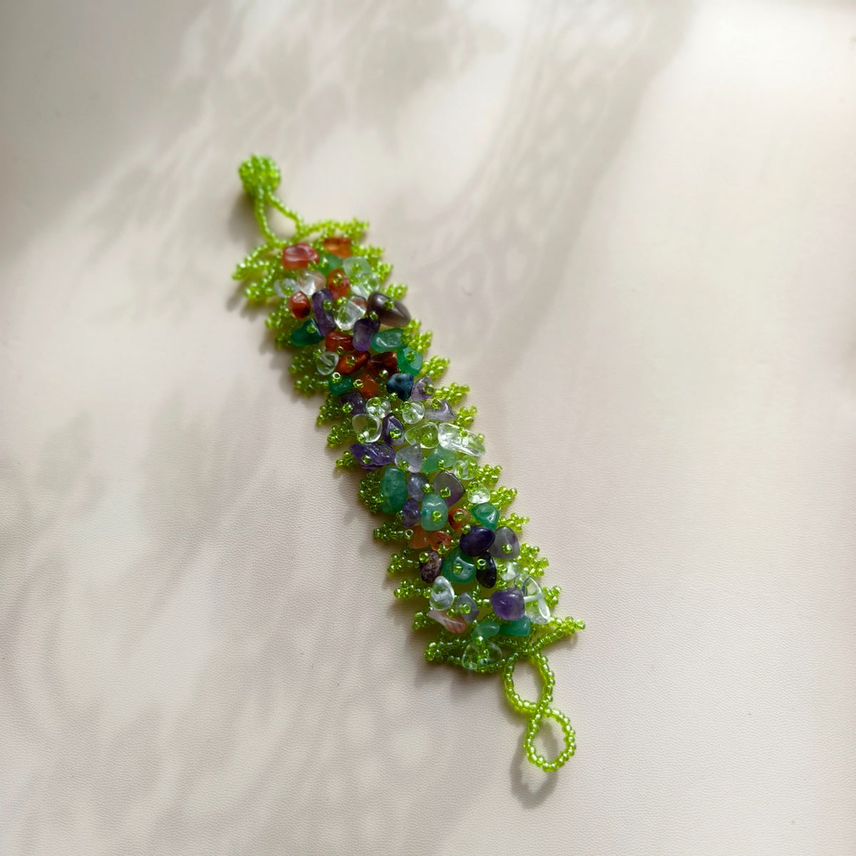 Colourful Lace Natural Stone Chip Beaded Bracelet – Natural Stone & Seed Beads
