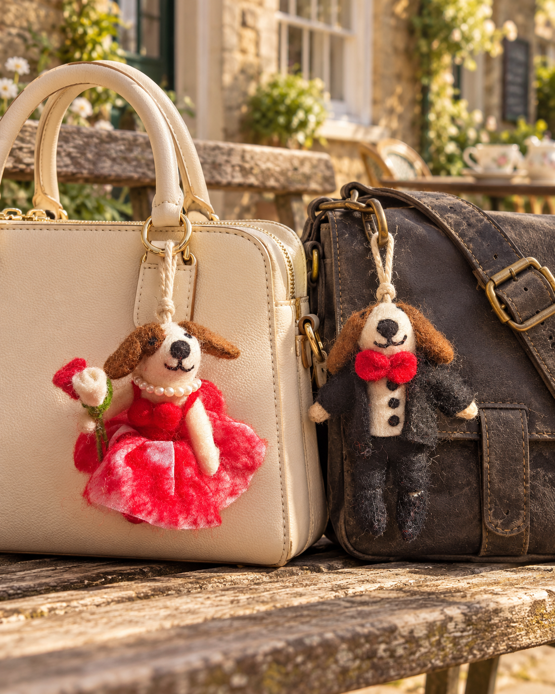 Dapper Dog Pair – Handmade Wool Felt Dog Ornaments