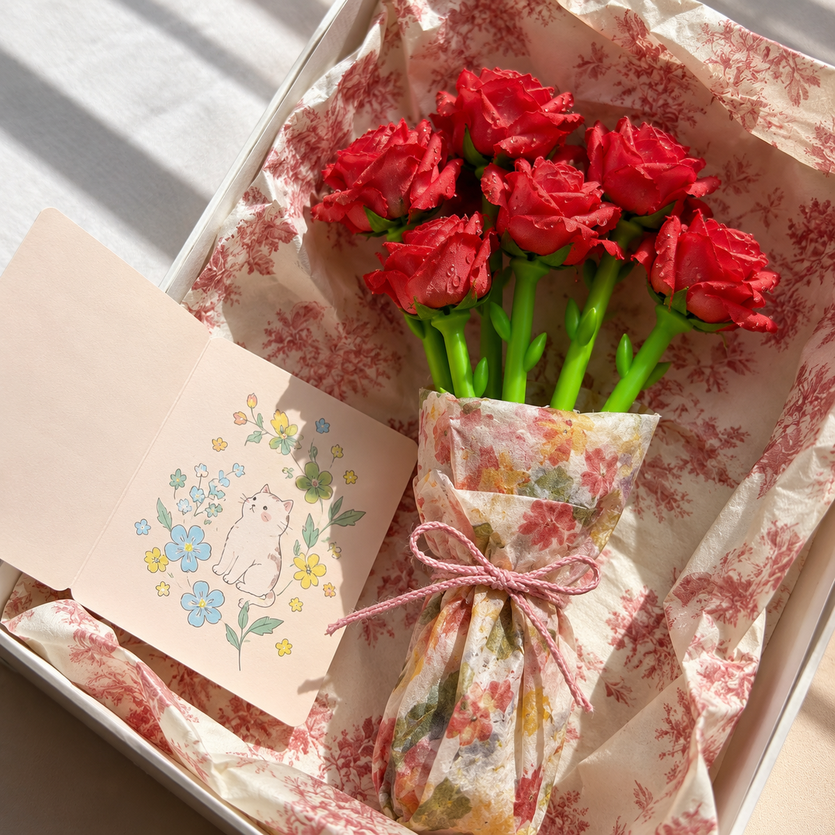 Dewdrop Garden Rose Pens – Six Floral Colours